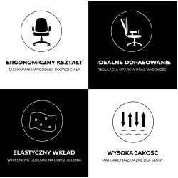 FOTEL BIUROWY OBROTOWY CUBE CZARNA SKÓRA PU PODSTAWA CZARNA CUBE-BL
