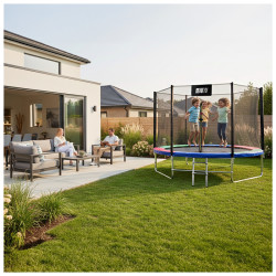 TRAMPOLINA OGRODOWA DLA DZIECI ZUMA 8FT WIELOKOLOROWA 244 CM