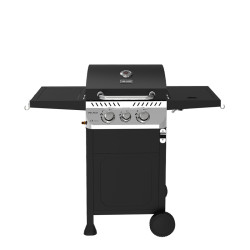 GRILL OGRODOWY GAZOWY Z POKRYWĄ I PÓŁKAMI APOLLO-A CZARNY RUSZT ŻELIWNY 8,5 KW APOLLO-A