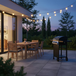 GRILL OGRODOWY GAZOWY Z POKRYWĄ I PÓŁKAMI APOLLO-A CZARNY RUSZT ŻELIWNY 8,5 KW APOLLO-A
