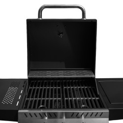 GRILL OGRODOWY GAZOWY Z POKRYWĄ I PÓŁKAMI APOLLO-A CZARNY RUSZT ŻELIWNY 8,5 KW APOLLO-A