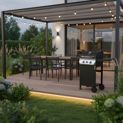 GRILL OGRODOWY GAZOWY Z POKRYWĄ I PÓŁKAMI APOLLO-A CZARNY RUSZT ŻELIWNY 8,5 KW APOLLO-A