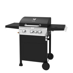GRILL OGRODOWY GAZOWY Z POKRYWĄ I PÓŁKAMI APOLLO-B CZARNY RUSZT ŻELIWNY 11,5 KW APOLLO-B