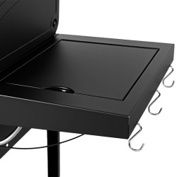 GRILL OGRODOWY GAZOWY Z POKRYWĄ I PÓŁKAMI APOLLO-B CZARNY RUSZT ŻELIWNY 11,5 KW APOLLO-B