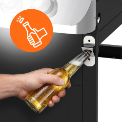 GRILL OGRODOWY GAZOWY Z POKRYWĄ I PÓŁKAMI APOLLO-C CZARNY RUSZT ŻELIWNY 14,5 KW APOLLO-C