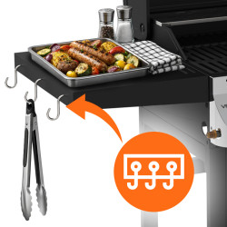 GRILL OGRODOWY GAZOWY Z POKRYWĄ I PÓŁKAMI APOLLO-C CZARNY RUSZT ŻELIWNY 14,5 KW APOLLO-C