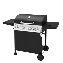 GRILL OGRODOWY GAZOWY Z POKRYWĄ I PÓŁKAMI APOLLO-C CZARNY RUSZT ŻELIWNY 14,5 KW APOLLO-C