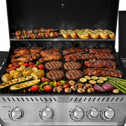GRILL OGRODOWY GAZOWY Z POKRYWĄ I PÓŁKAMI APOLLO-C CZARNY RUSZT ŻELIWNY 14,5 KW APOLLO-C
