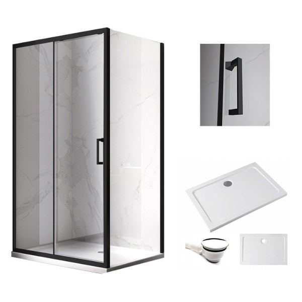 Kabina prysznicowa KZ104A CZARNA BLACK 100x90 + ST04A Biały 100x90cm Kabina prysznicowa KZ104A CZARNA BLACK 100x90 + ST04A Biały 100x90cm