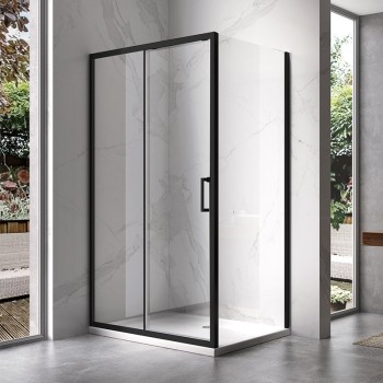 Kabina prysznicowa KZ104A CZARNA BLACK 100x90 + ST04A Biały 100x90cm