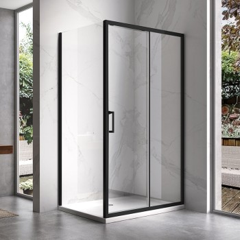 Kabina prysznicowa KZ104A CZARNA BLACK 100x90 + ST04A Biały 100x90cm