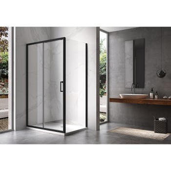 Kabina prysznicowa KZ104A CZARNA BLACK 100x90 + ST04A Biały 100x90cm
