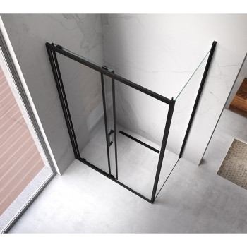 Kabina prysznicowa KZ104A CZARNA BLACK 100x90 + ST04A Biały 100x90cm