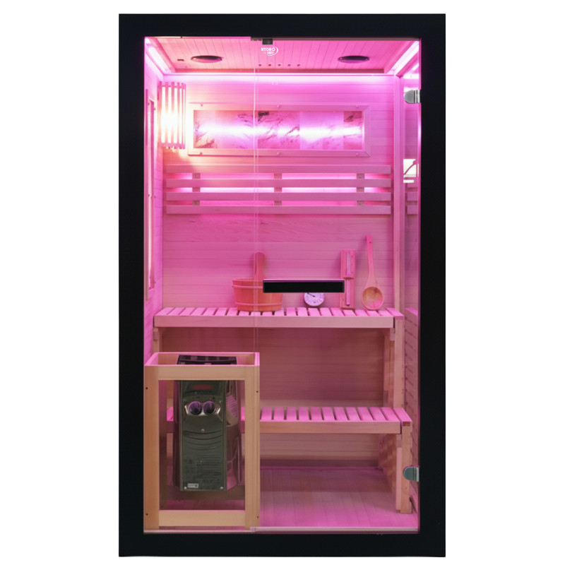 SAUNA FIŃSKA WYSOKOTEMPERATUROWA Z PIECEM FORSA1-BL/HARVIA 3,5KW 1-2 OSOBOWA 120x120 CM