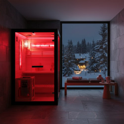 SAUNA FIŃSKA WYSOKOTEMPERATUROWA Z PIECEM FORSA1-BL/HARVIA 3,5KW 1-2 OSOBOWA 120x120 CM