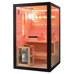 SAUNA FIŃSKA WYSOKOTEMPERATUROWA Z PIECEM FORSA1-BL/HARVIA 3,5KW 1-2 OSOBOWA 120x120 CM