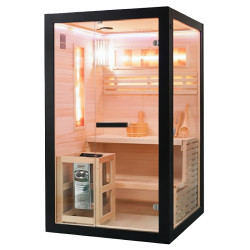 SAUNA FIŃSKA WYSOKOTEMPERATUROWA Z PIECEM FORSA1-BL/HARVIA 3,5KW 1-2 OSOBOWA 120x120 CM