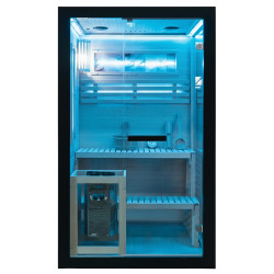 SAUNA FIŃSKA WYSOKOTEMPERATUROWA Z PIECEM FORSA1-BL/HARVIA 3,5KW 1-2 OSOBOWA 120x120 CM