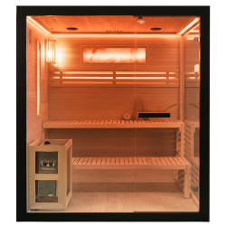 SAUNA FIŃSKA WYSOKOTEMPERATUROWA Z PIECEM FORSA3-BL/HARVIA 6KW 4-5 OSOBOWA 180x160 CM