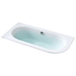 WANNA PRZYŚCIENNA DO ZABUDOWY EBI LEWA BIAŁA PRZELEW CHROM 140x75 CM EBI-L-140X75
