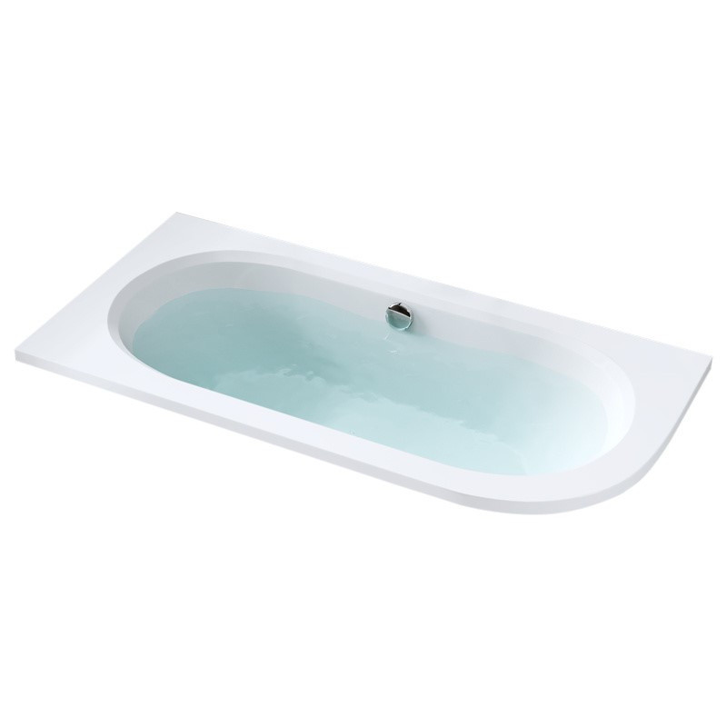 WANNA PRZYŚCIENNA DO ZABUDOWY EBI LEWA BIAŁA PRZELEW CHROM 140x75 CM EBI-L-140X75