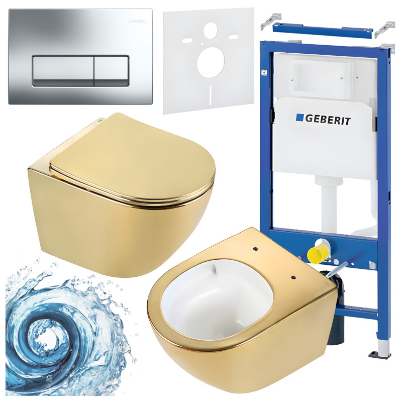 ZESTAW PODTYNKOWY WC STELAŻ GEBERIT DUOFIX MISKA FLOW-GL-WH-TR-03 PRZYCISK DELTA 50 CHROM