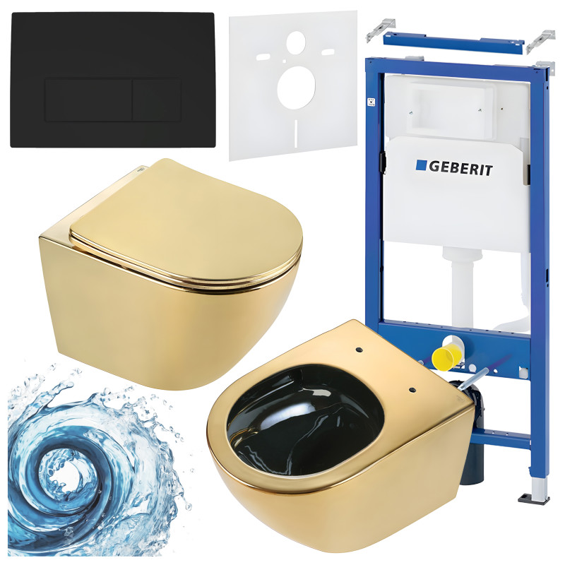 ZESTAW PODTYNKOWY WC STELAŻ GEBERIT DUOFIX MISKA FLOW-GL-BL-TR-03 PRZYCISK DELTA 50 CZARNY MAT