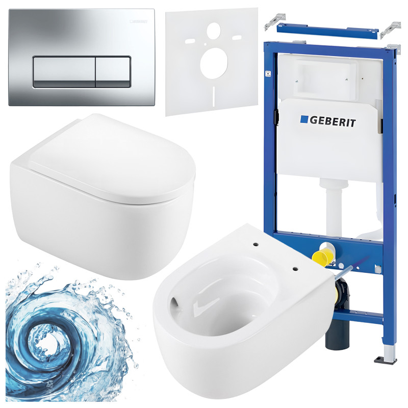 ZESTAW PODTYNKOWY WC STELAŻ GEBERIT DUOFIX MISKA LAKE-WH-TR-02 PRZYCISK DELTA 50 CHROM