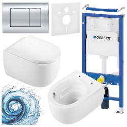 ZESTAW PODTYNKOWY WC STELAŻ GEBERIT DUOFIX MISKA LAKE-WH-TR-02 PRZYCISK DELTA 30 CHROM