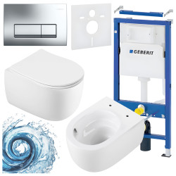 ZESTAW PODTYNKOWY WC STELAŻ GEBERIT DUOFIX MISKA LAKE-WH-TR-03 PRZYCISK DELTA 50 CHROM
