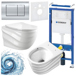 ZESTAW PODTYNKOWY WC STELAŻ GEBERIT DUOFIX MISKA SKAL-WH-RIM-03 PRZYCISK DELTA 30 CHROM