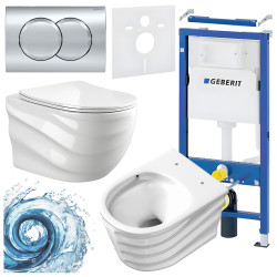 ZESTAW PODTYNKOWY WC STELAŻ GEBERIT DUOFIX MISKA SKAL-WH-RIM-03 PRZYCISK DELTA 01 CHROM