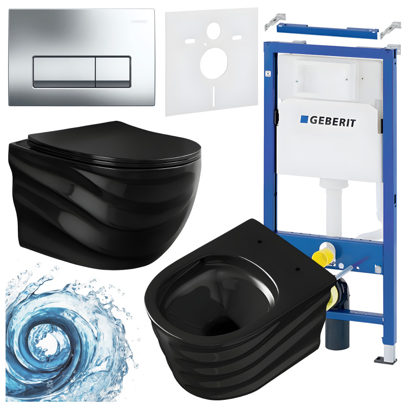 ZESTAW PODTYNKOWY WC STELAŻ GEBERIT DUOFIX MISKA SKAL-BL-RIM-03 PRZYCISK DELTA 50 CHROM
