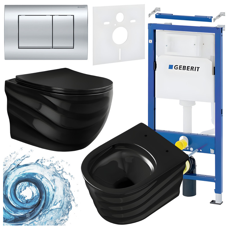 ZESTAW PODTYNKOWY WC STELAŻ GEBERIT DUOFIX MISKA SKAL-BL-RIM-03 PRZYCISK DELTA 30 CHROM