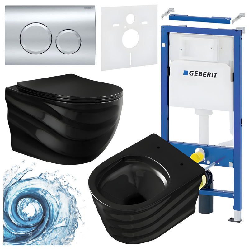 ZESTAW PODTYNKOWY WC STELAŻ GEBERIT DUOFIX MISKA SKAL-BL-RIM-03 PRZYCISK DELTA 20 CHROM