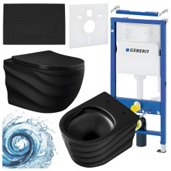 ZESTAW PODTYNKOWY WC STELAŻ GEBERIT DUOFIX MISKA SKAL-MTB-RIM-01 PRZYCISK DELTA 50 CZARNY MAT