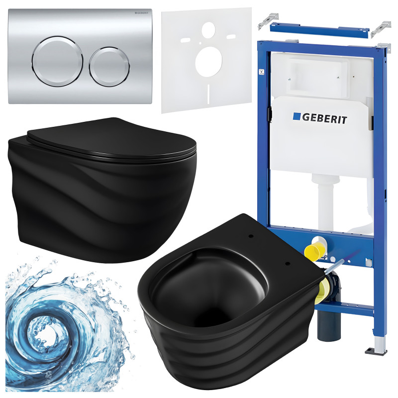 ZESTAW PODTYNKOWY WC STELAŻ GEBERIT DUOFIX MISKA SKAL-MTB-RIM-01 PRZYCISK DELTA 20 CHROM