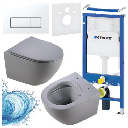 ZESTAW PODTYNKOWY WC STELAŻ GEBERIT DUOFIX MISKA MIZU-MTGR-RIM-03 PRZYCISK DELTA 50 BIAŁY