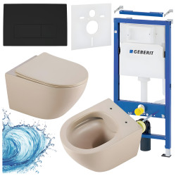 ZESTAW PODTYNKOWY WC STELAŻ GEBERIT DUOFIX MISKA MIZU-CAP-RIM-03 PRZYCISK DELTA 50 CZARNY MAT