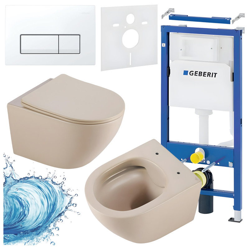 ZESTAW PODTYNKOWY WC STELAŻ GEBERIT DUOFIX MISKA MIZU-CAP-RIM-03 PRZYCISK DELTA 50 BIAŁY