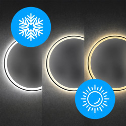 LUSTRO ŁAZIENKOWE PODŚWIETLANE LED OKRĄGŁE IZYDA-70 CM 3 BARWY ANTY-PARA