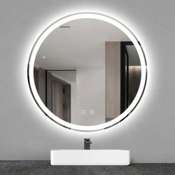 LUSTRO ŁAZIENKOWE PODŚWIETLANE LED OKRĄGŁE IZYDA-70 CM 3 BARWY ANTY-PARA