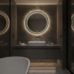 LUSTRO ŁAZIENKOWE PODŚWIETLANE LED OKRĄGŁE AURORA-60 CM 3 BARWY ANTY-PARA