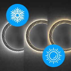 LUSTRO ŁAZIENKOWE PODŚWIETLANE LED OKRĄGŁE AURORA-60 CM 3 BARWY ANTY-PARA