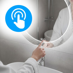 LUSTRO ŁAZIENKOWE PODŚWIETLANE LED OKRĄGŁE AURORA-60 CM 3 BARWY ANTY-PARA