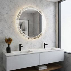LUSTRO ŁAZIENKOWE PODŚWIETLANE LED OKRĄGŁE AURORA-60 CM 3 BARWY ANTY-PARA