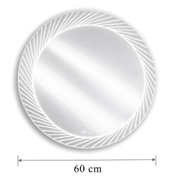 LUSTRO ŁAZIENKOWE PODŚWIETLANE LED OKRĄGŁE AURORA-60 CM 3 BARWY ANTY-PARA
