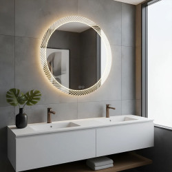 LUSTRO ŁAZIENKOWE PODŚWIETLANE LED OKRĄGŁE AURORA-80 CM 3 BARWY ANTY-PARA
