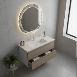 LUSTRO ŁAZIENKOWE PODŚWIETLANE LED OKRĄGŁE AURORA-80 CM 3 BARWY ANTY-PARA