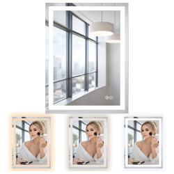 LUSTRO ŁAZIENKOWE PODŚWIETLANE LED PROSTOKĄTNE BELLA-50X70 3BARWY ANTY-PARA